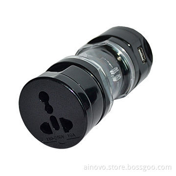 Universal travel AC power plug adapter, multiple, using for more than150 countries, single USB
